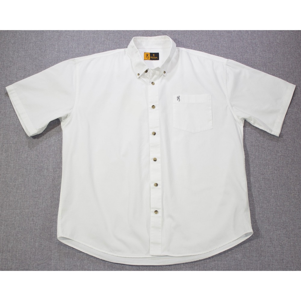 Browning Shirt Casual Sportswear Men XXL White Short Sleeve Buckmark Logo